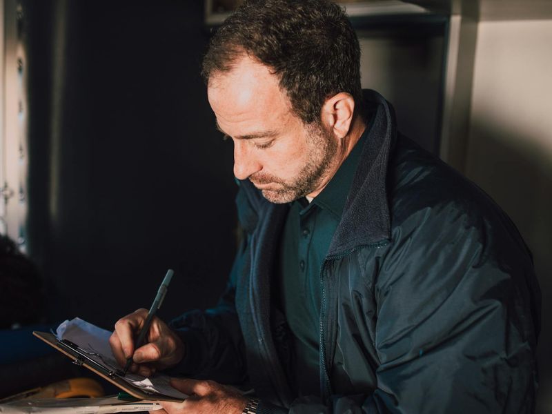 Person focused on a task with clear surroundings